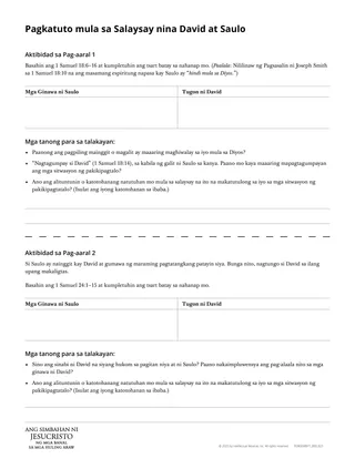 Handout na Pagkatuto mula sa Salaysay tungkol kina David at Saul
