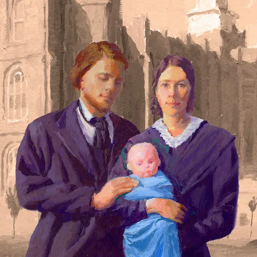 illustration of couple holding a baby