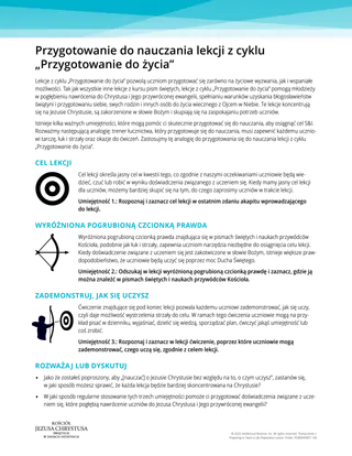 Przygotowanie do nauczania lekcji z cyklu „Przygotowanie do życia”