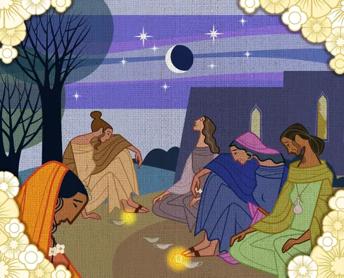 The women fall asleep while waiting for the groom.