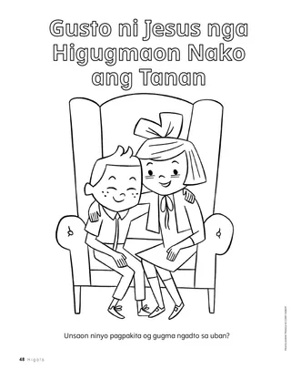 PDF nga koloranan nga pahina sa duha ka bata nga naglingkod nga magkauban sa usa ka lingkoranan