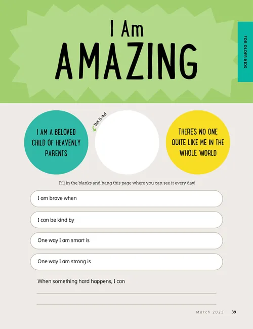 Page PDF of a form for children to fill out about themselves