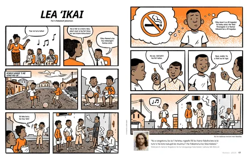 Peesi PDF ʻo ha talanoa katuni fekauʻaki mo ha kiʻi tamasiʻi ʻoku ʻikai ke ne fie ifi tapaka neongo naʻe teke ia ʻe hono toʻú