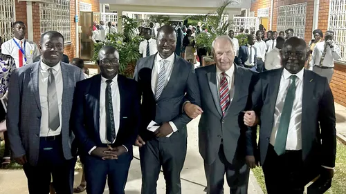 Meeting with stake leaders in Uganda.