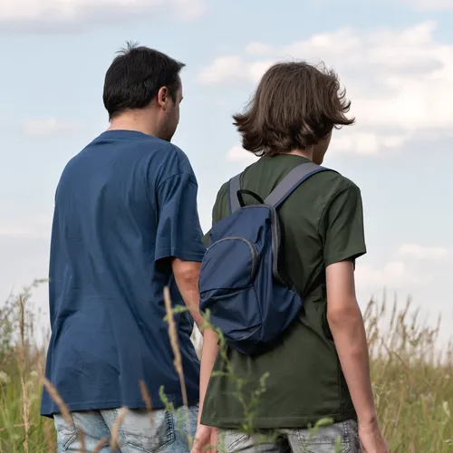 young men walking and talking