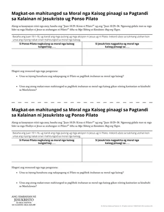 Handout: Pagkat-on mahitungod sa Moral nga Kaisog pinaagi sa Pagtandi ni Jesukristo ug ni Poncio Pilato