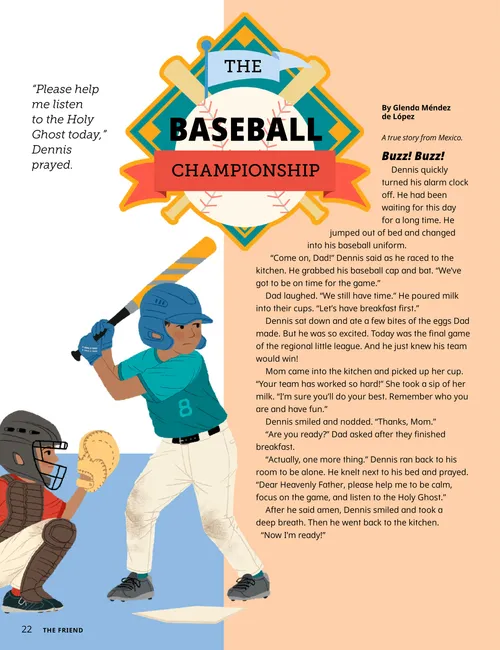 Page PDF with illustration of three children playing baseball