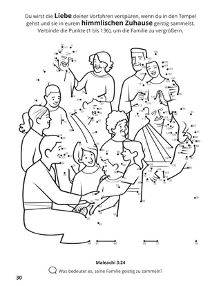 Seite 30 im Malbuch „Wir sammeln die Familie Gottes“