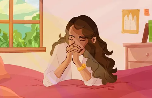 a young woman praying