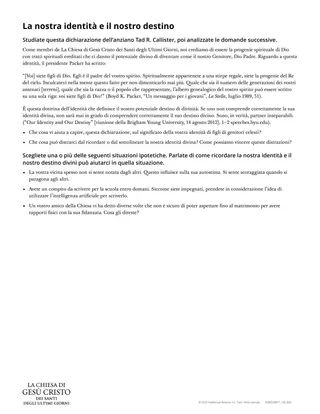 Scheda: La nostra identità e il nostro destino