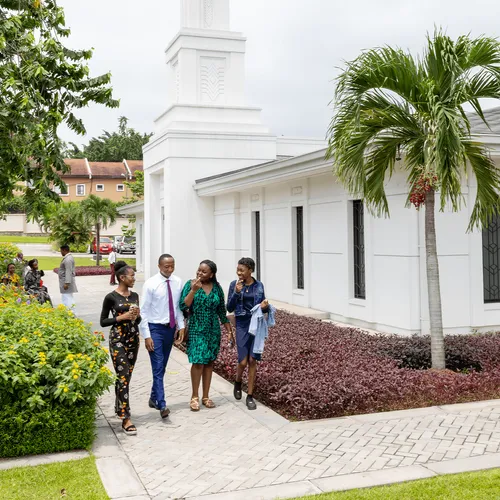 a family outside the temple