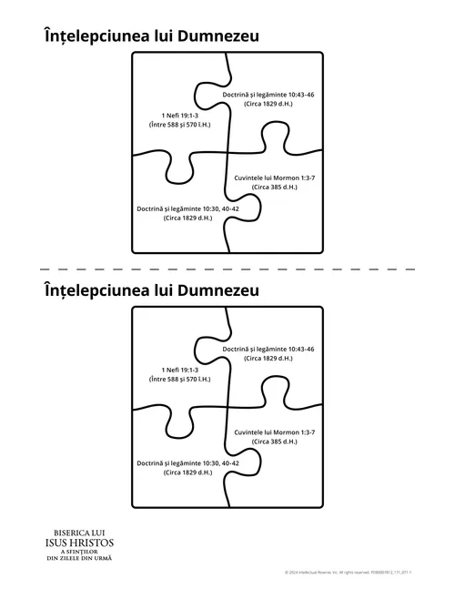 Foaie de prezentare Înțelepciunea lui Dumnezeu