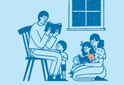 Family reading the scriptures together