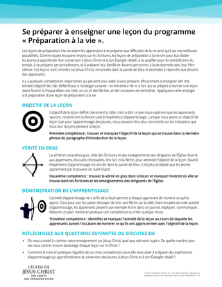 Se préparer à enseigner une leçon du programme «<nb/>Préparation à la vie<nb/>».