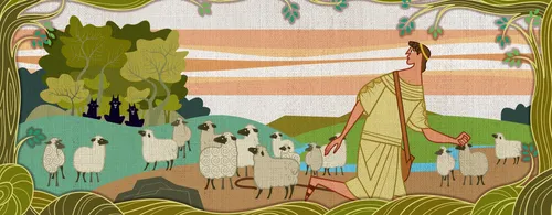 A hired person leaving the sheep and running away from danger.