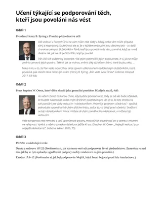 Učení týkající se podporování těch, kteří jsou povoláni nás vést