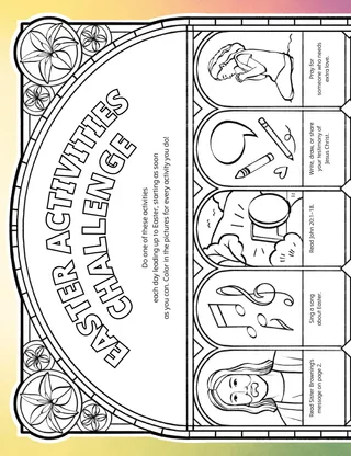 Activity PDF with pictures to color with Easter themes