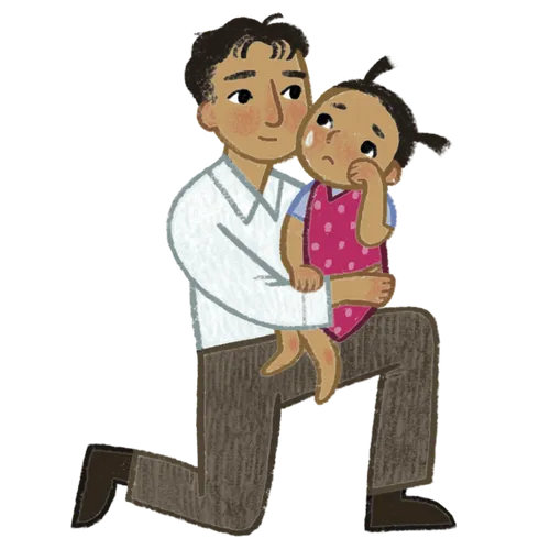 Man comforting a young girl