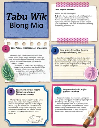 Stori PDF wetem ol jenol pej, ol smol skij, mo wan pikja blong Jisas Kraes