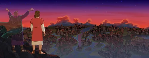 Satan tempting Jesus to worship him.