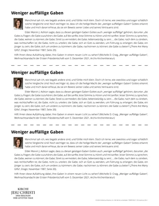 Arbeitsblatt „Weniger auffällige Gaben“