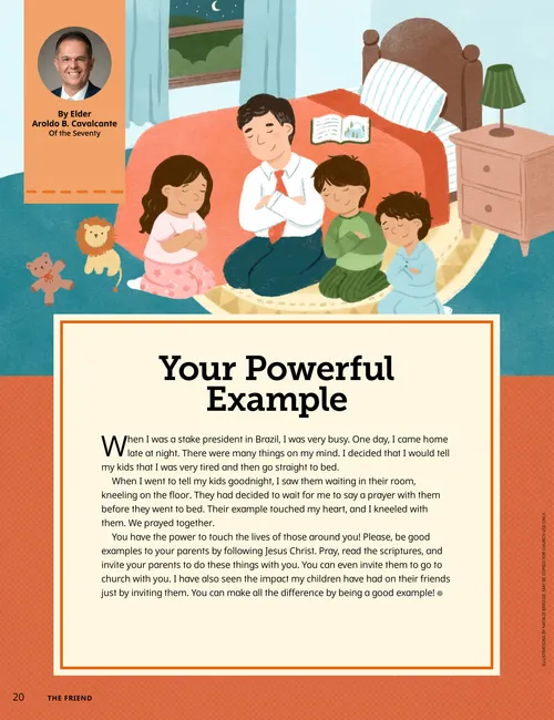 Page PDF with illustrations of a family praying and children playing together “Activity Time”