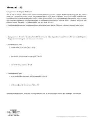 Arbeitsblatt: „Römer 6:1-12“