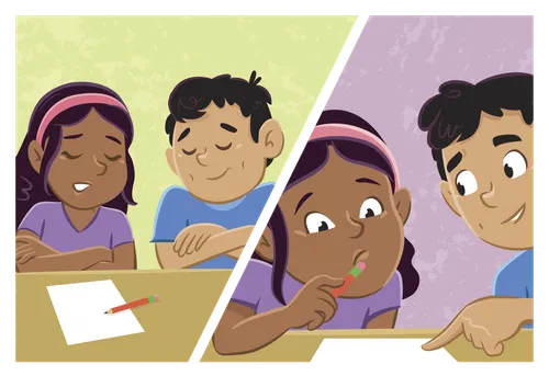 Margo and Paolo praying and then studying together