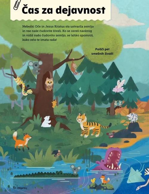 Stran v PDF-ju, ki prikazuje prizor narave z veliko živalmi