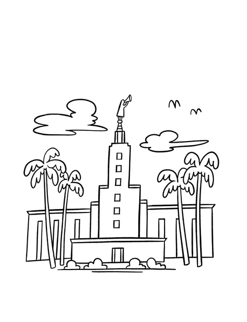Coloring page of a temple