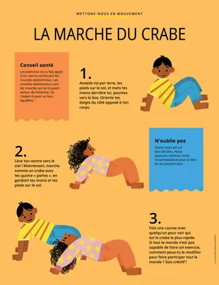 Page au format PDF d’enfants marchant comme des crabes sur leurs mains et leurs pieds