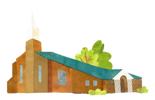 Paper art of a church building