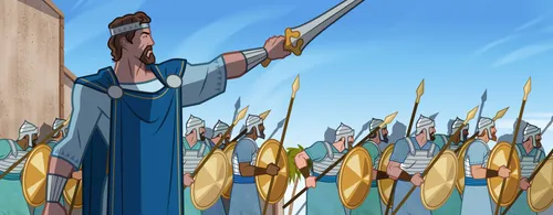 軍をひきいるダビデのイラスト