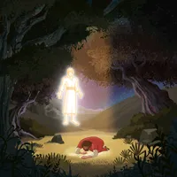 An angel gives strength to Jesus.