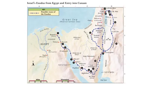 map of the Israelites’ journey from Egypt to Canaan