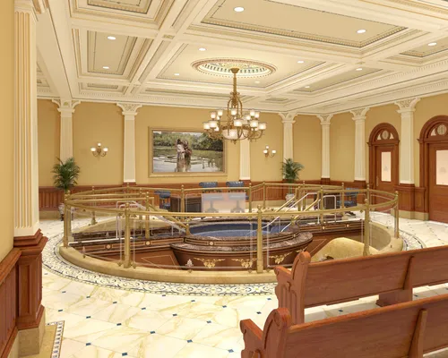 Rendering of the baptistry of the Salt Lake Temple.