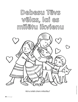 Krāsojamā lappusīte: bērni apskaujas