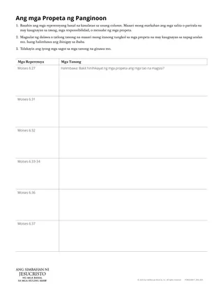 handout na Ang mga Propeta ng Panginoon