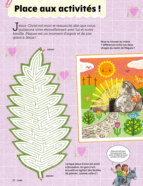 Page au format PDF avec des illustrations de jeux de Pâques