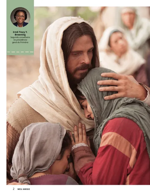 Página em PDF com a foto de Jesus Cristo consolando duas mulheres
