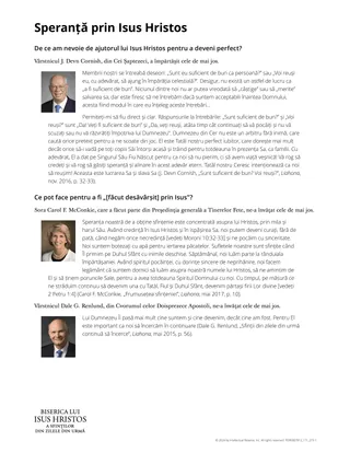 Speranță prin Isus Hristos