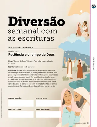 Página em PDF com ilustrações de Abraão, Sara e do bebê Isaque