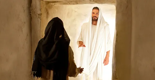 Jesus Christ at the tomb with Mary