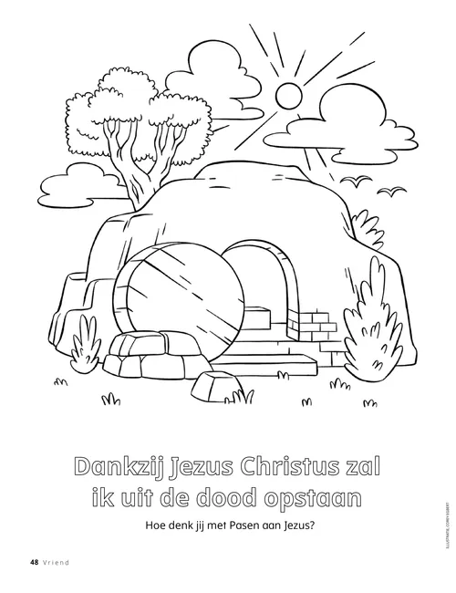 Kleurplaat van het lege tuingraf