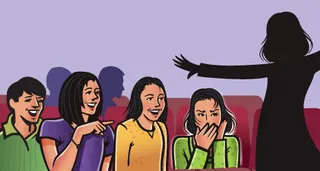 girl performing in front of youth