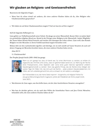 Wir glauben an Religions- und Gewissensfreiheit