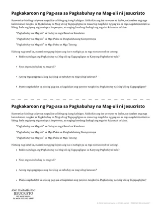 Handout: Pagkakaroon ng Pag-asa sa Pagkabuhay na Mag-uli ni Jesucristo