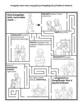 Pradinukų užduotėlių puslapis. Evangelija mane moko, kaip sugrįžti pas Dangiškąjį Tėvą