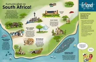 Pahina nga anaa sa PDF bahin sa usa ka mapa sa South Africa uban sa ihalas nga mga hayop ug mga timan-anan