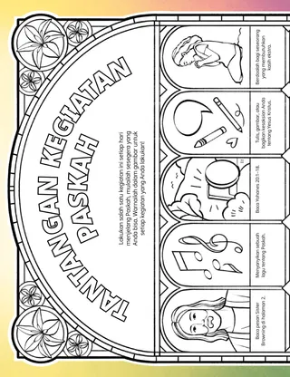 PDF kegiatan dengan gambar untuk diwarnai dengan tema Paskah